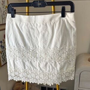 J. Crew Cream Lace-Trim Mini Skirt